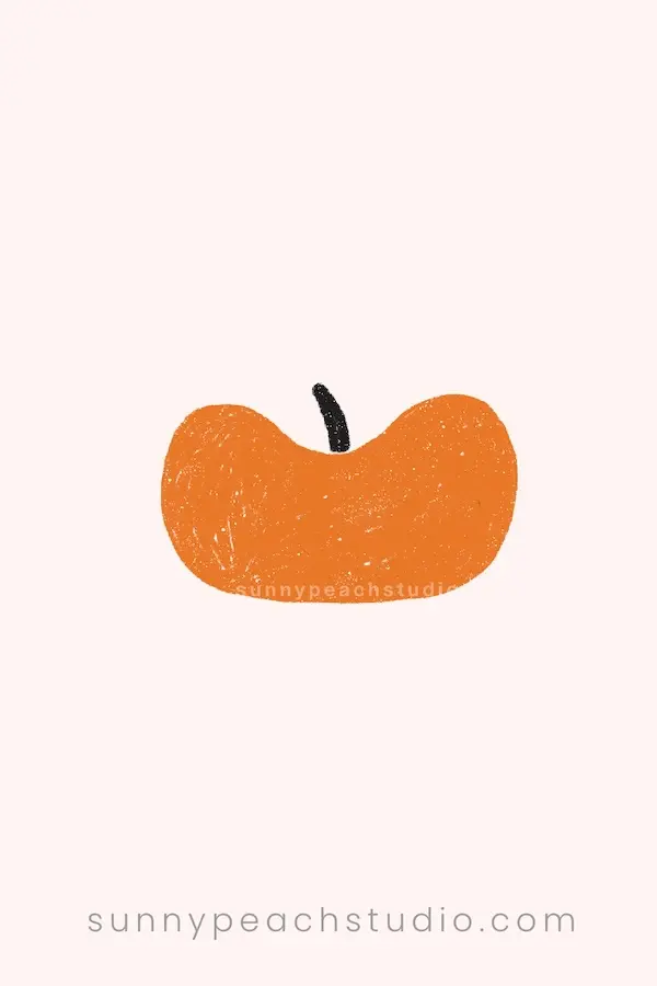 Step 1 of drawing a simple pumpkin, starting with a basic rounded pumpkin shape