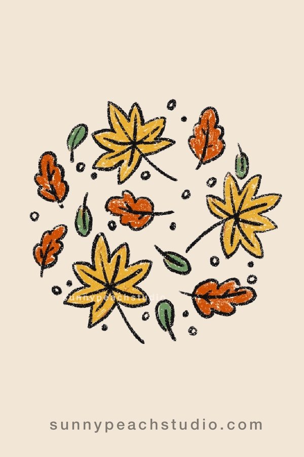 drawing of cute falling autumn leaves