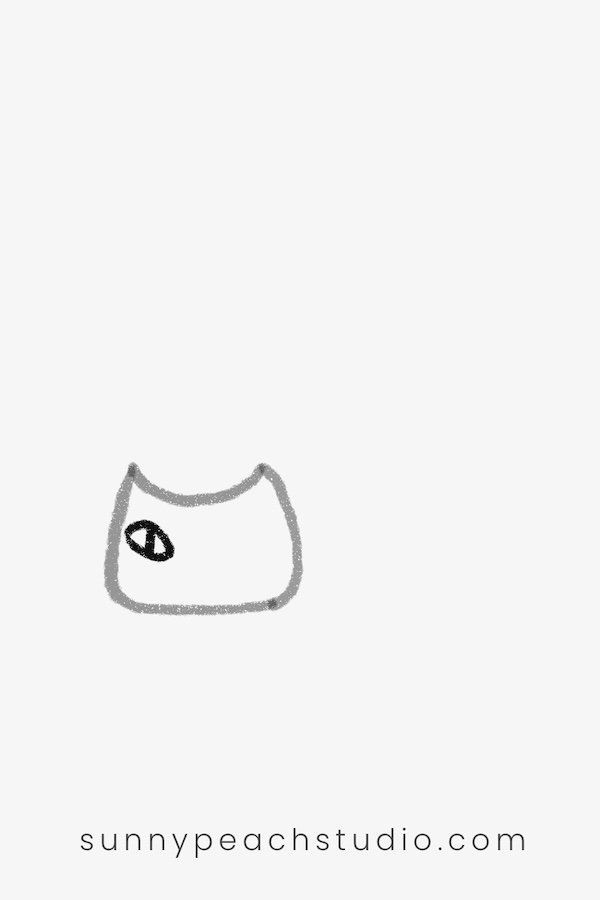 Adding the first eye to an easy cat drawing