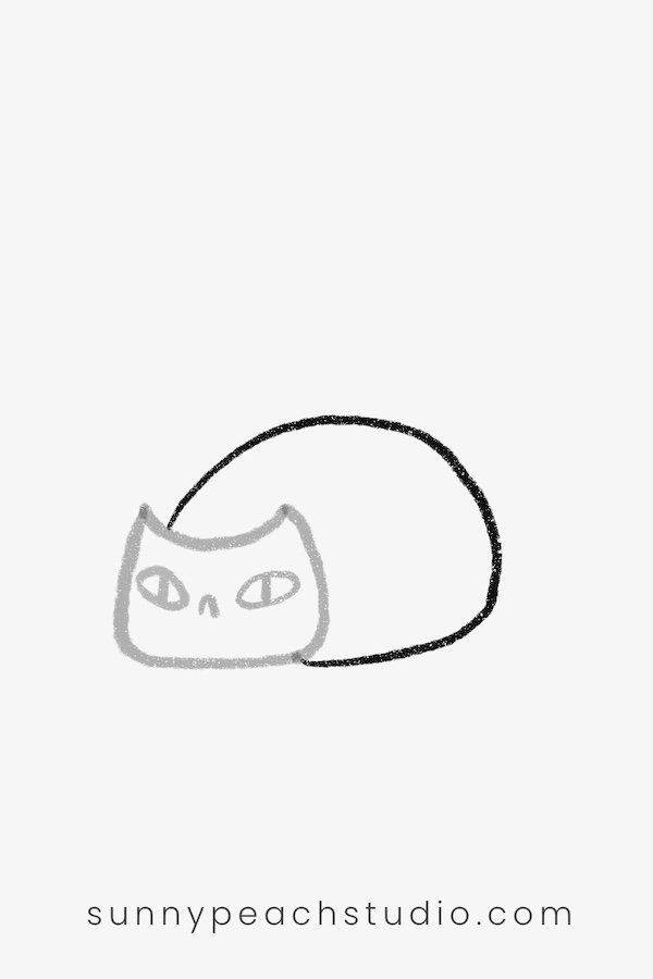 Adding a large rounded body to the fall cat drawing