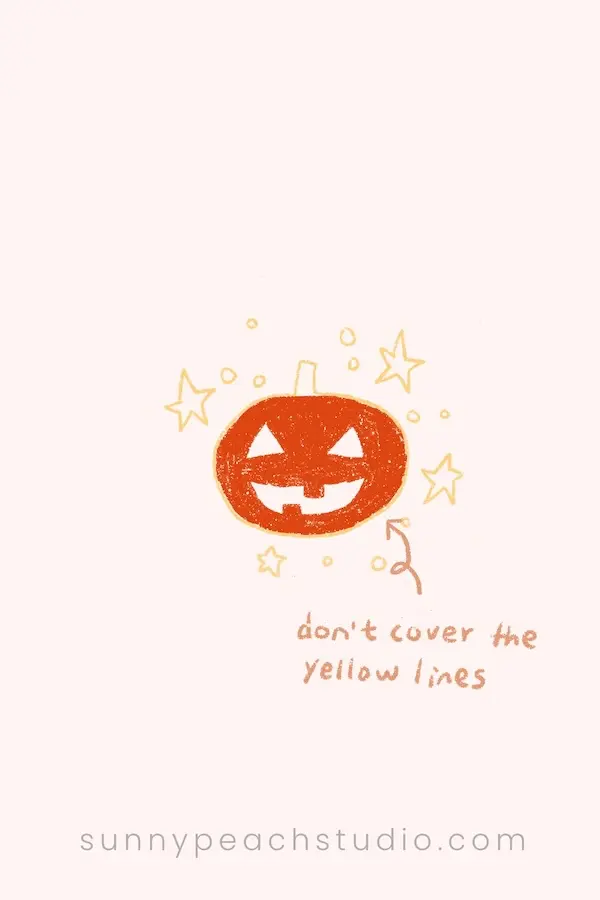 Orange jack-o-lantern with light yellow outline and stars