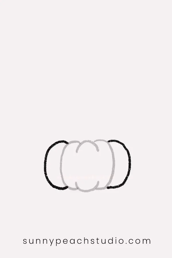 Complete the first pumpkin with rounded outer sections