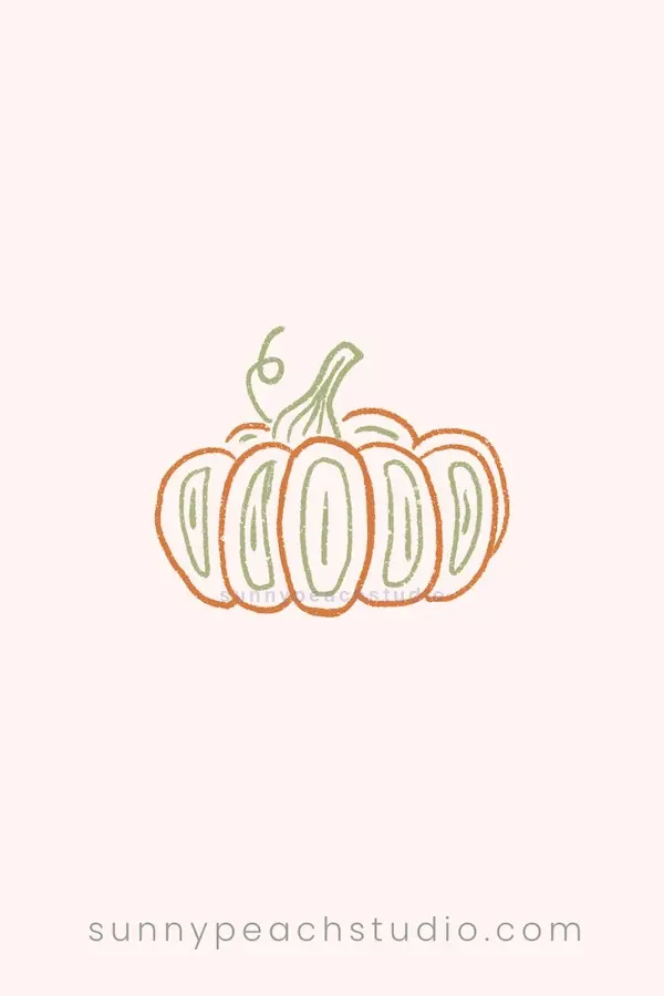 Colorful pumpkin line drawing using green and orange lines